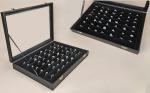 Schmuckkasten Schmucklade Schaukasten Schmucktablett mit Glasdeckel für Ringe schwarz